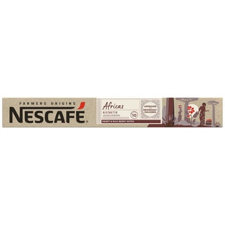 NESCAFE FARMERS ORIGINS Ristretto Arabica Robusta Intensität 10 Africas Karton 10 Kapseln kompatibel mit Nespresso-Maschinen