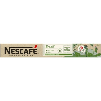NESCAFE FARMERS ORIGINS reiner Arabica-Kaffee Intensität 8 Brazil Karton 10 Kapseln kompatibel mit Nespresso-Maschinen
