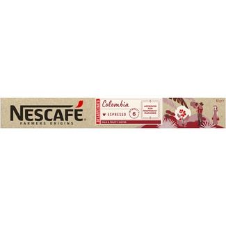 NESCAFE FARMERS ORIGINS koffeinfreier Kaffee Espresso Intensität 6 Kolumbien Karton 10 Kapseln kompatibel mit Nespresso-Maschinen
