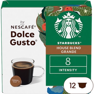 STARBUCKS Kaffee 100% Arabica Intensität 8 House Blend Grande Karton 12 Kapseln kompatibel mit Kaffeemaschinen Dolce Gusto