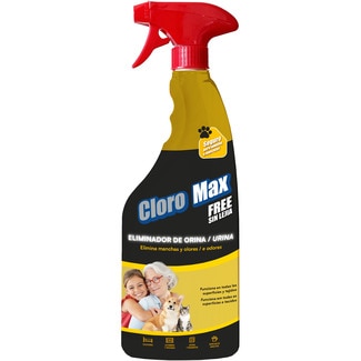 CLORO MAX eliminador de orina de mascotas sin lejía elimina manchas y olores pistola 750 ml seguro para familias y mascotas