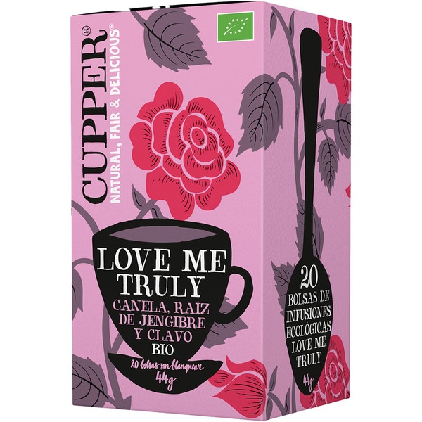 Love Me Truly organic cinnamon, ginger root and clove tea container 20 sachets