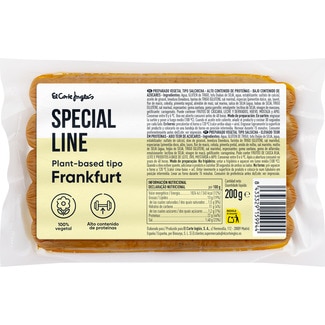 SPECIAL LINE salchichas 100% vegetales tipo Frankfurt envase 200 g