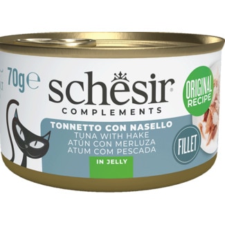 Schesir Alimento Húmido para Gato Atum e Pescada lata 70 g