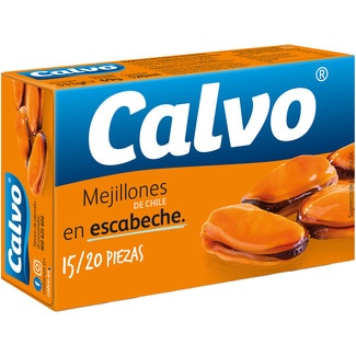 CALVO marinierte Miesmuscheln aus Chile 15-20 Stück Dose 69 g netto Abtropfgewicht
