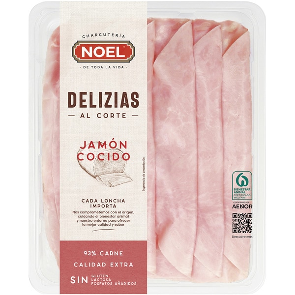 Delizias sliced cooked ham, gluten-free and lactose-free container 120 g
