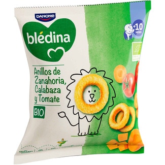 DANONE BLEDINA snack de anillos de zanahoria, calabaza y tomate ecológico desde 10 meses bolsa 20 g