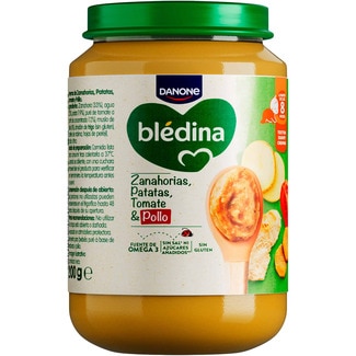 DANONE BLEDINA tarrito de zanahorias, patatas, tomate y pollo sin gluten desde 8 meses envase 200 g