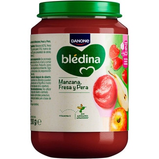 DANONE BLEDINA tarrito de manzana, fresa y pera sin azúcares añadidos desde 6 meses envase 200 g