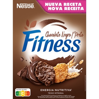 NESTLE FITNESS cereales de desayuno copos de trigo integral y arroz tostado con chocolate negro paquete 375 g