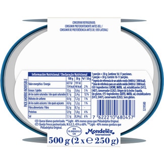 Queso de untar blanco light formato ahorro pack 2 x 250 g envase 500 g - Philadelphia