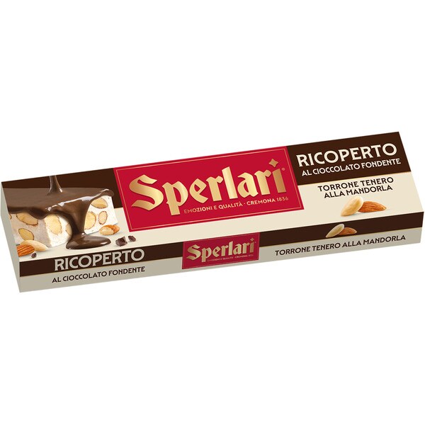 weicher Mandel-Turrón überzogen mit Fondantschokolade Tafel 200 g