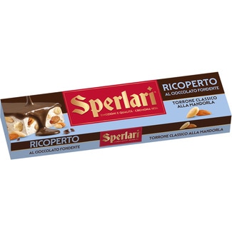 SPERLARI turrón duro de almendras recubierto de chocolate fondente tableta 200 g