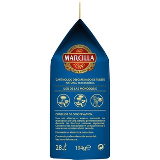 Café descafeinado natural Gran Aroma en monodosis para cafetera Senseo estuche 28 cápsulas - Marcilla