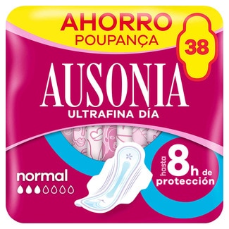 Ausonia Pensos Higiénicos Ultrafina Normal com Abas embalagem 38 unidades
