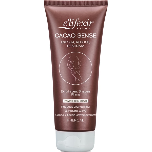 Dermo Cacao Sense emulsión exfoliante reductora que exfolia, reduce y reafirma Rohr 200 ml con extracto de cacao y café verde