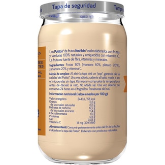 Potitos tarrito de manzana, plátano y zanahoria sin almidones y sin gluten desde 6 meses tarro 235 g - Nutriben