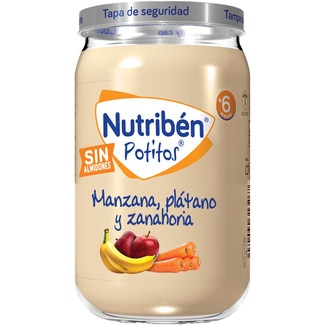 NUTRIBEN Potitos tarrito de manzana, plátano y zanahoria sin almidones y sin gluten desde 6 meses tarro 235 g