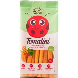 Papinhas da Xica Snack Palitos Espelta e Tomate embalagem 100 g