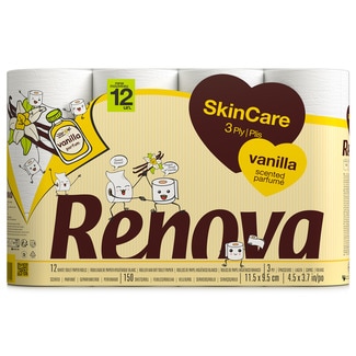 Renova Papel Higiénico Skincare Baunilha embalagem 12 unidades
