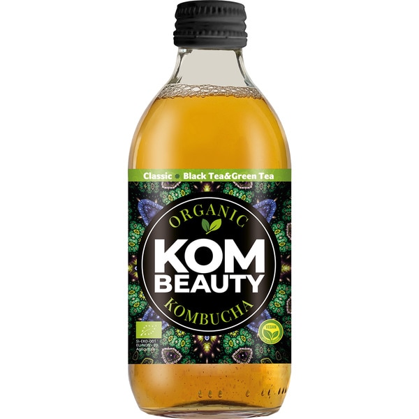 organic kombucha with black tea and green tea bottle 33 cl glass container