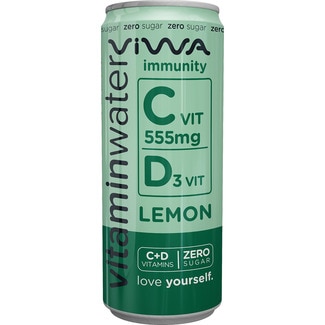 VIWA Vitamin Water Immunity lemon flavour water with vitamins C and D3 tin 33 cl zero sugar