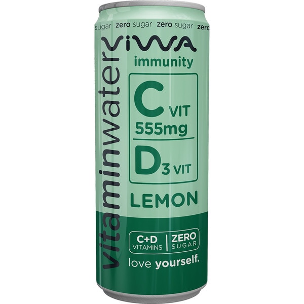 Vitamine Water Inmunity Wasser mit Vitamin C und D3 Zitronengeschmack Dose 33 cl zero Zucker