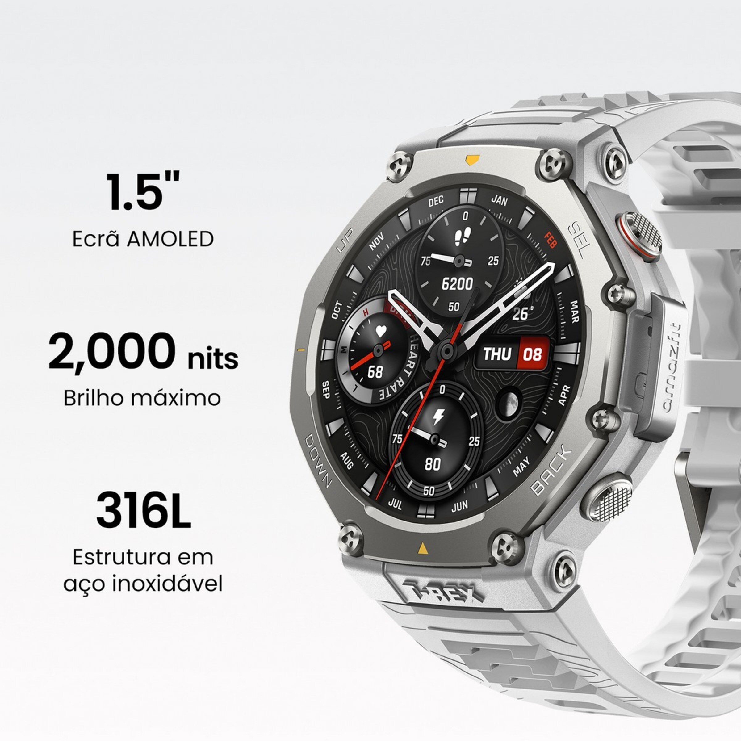 Smartwatch Amazfit T-Rex 3 - Cinza Claro Cinzento-claro-4