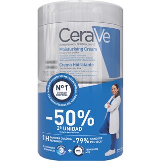 CERAVE crema hidratante que ayuda a reparar la barrera protectora de la piel pack 2 bote 400 ml para piel seca a muy seca