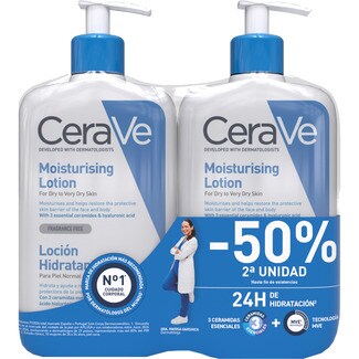 CERAVE Feuchtigkeitslotion für normale bis trockene Haut 2er-Pack Dosierspender 473 ml zur Wiederherstellung der Hautschutzbarriere