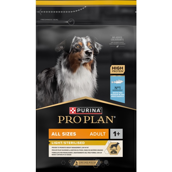 Alimento Seco para Cão Esterilizado Rico em Peixe do Oceano embalagem 3 kg