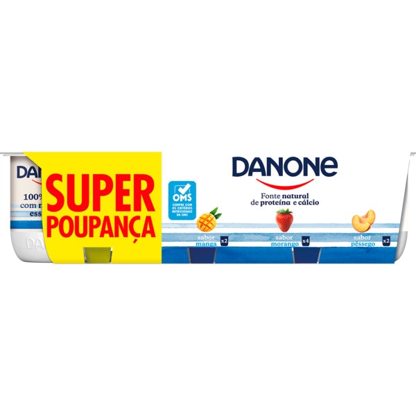 Iogurte Aroma a Morango, Pêssego e Manga Pack 8 embalagem 125 g