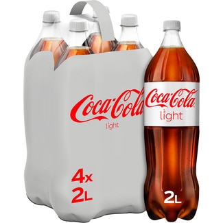 COCA-COLA LIGHT Cola-Erfrischungsgetränk zuckerfrei ohne Kalorien 4er-Pack Flaschen 2 l