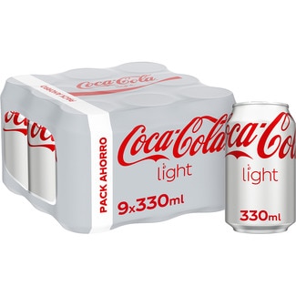 COCA-COLA LIGHT sugar-free cola soft drink with no calories 9-pack tins 33 cl