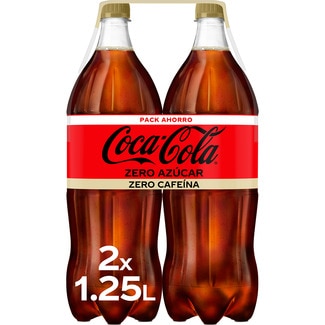 COCA-COLA ZERO Cola-Erfrischungsgetränk zuckerfrei ZERO KOFFEIN 2er-Pack Flaschen 1,25 l