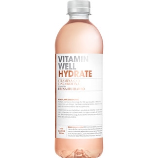 VITAMIN WELL Hydrate strawberry and rhubarb flavour refreshing drink with vitamins and minerals bottle 500 ml