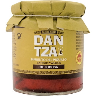 DANTZA ganze gebratene Piquillo-Paprikas g.U. Lodosa Flacon 195 g netto Abtropfgewicht