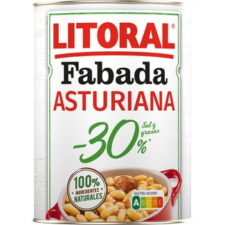 LITORAL Fabada asturiana bean stew with 30% less salt and fat, gluten-free tin 420 g