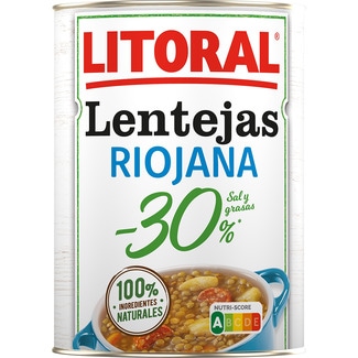 LITORAL Rioja-style lentils 30% less salt and fat gluten-free tin 425 g