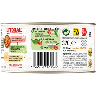 Callos con garbanzos sin gluten lata 370 g - Litoral