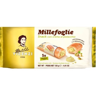 Vicenzi Biscoitos Millfogue recheado de Pistacho embalagem 125 g