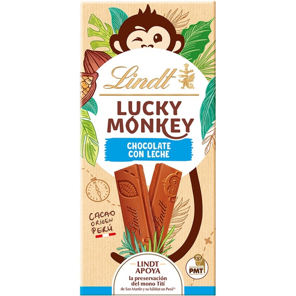 Milchschokolade Lucky Monkey Tafel 100 g unterstützen Sie den Erhalt des San-Martin-Springaffens