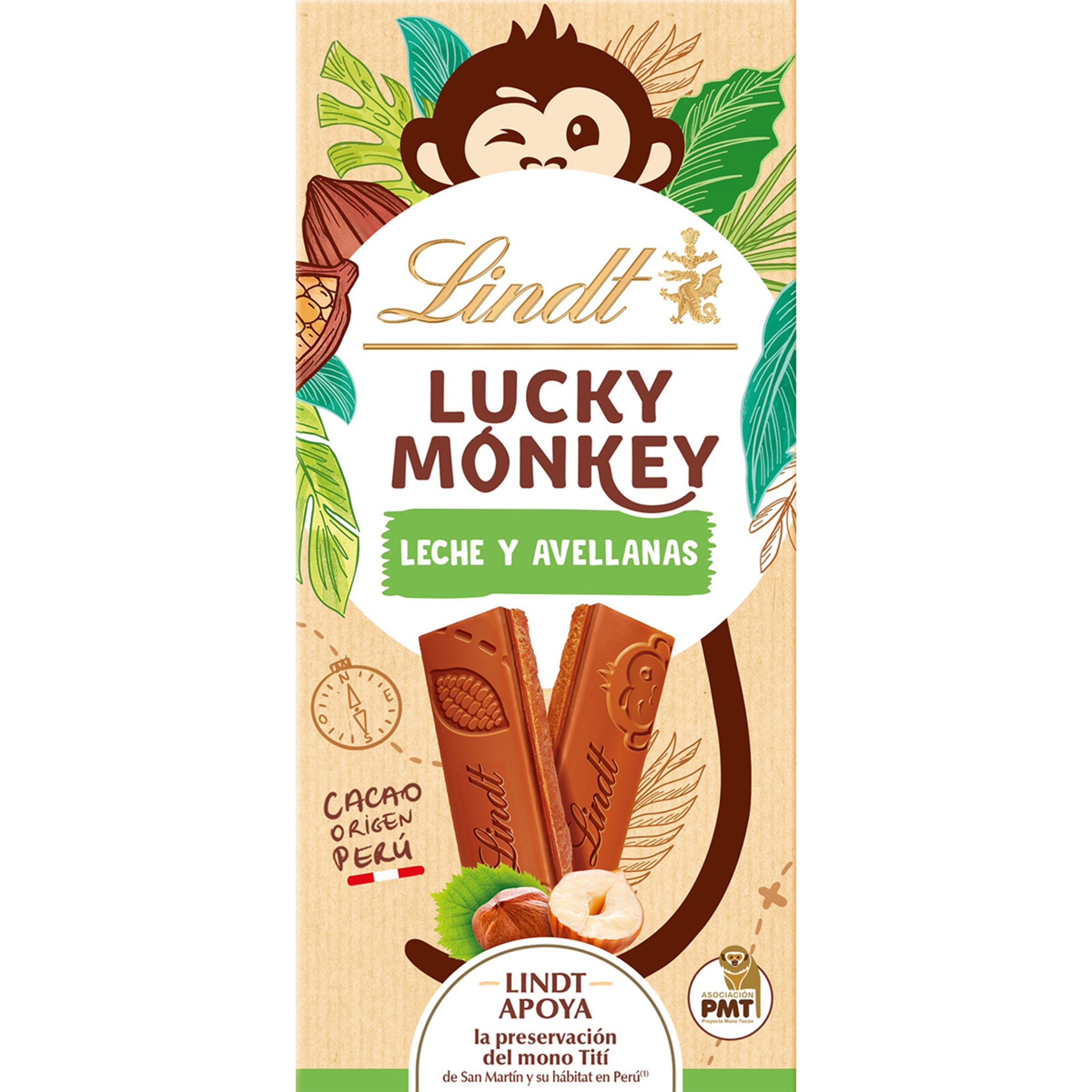 chocolate con leche y avellanas de origen Perú apoya la preservación del mono Tití de San Martín