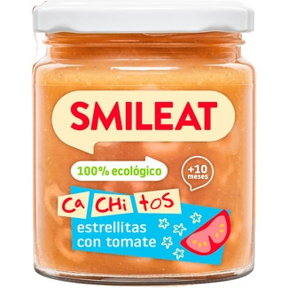 SMILEAT Cachitos tarrito de estrellitas con tomate 100% ecológico desde 10 meses envase 230 g