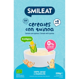 SMILEAT papilla de cereales con quinoa ecológica desde 4 meses envase 200 g Y 0% azúcar