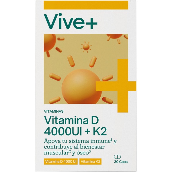 Vitamin D 4000UI + K2 stärkt das Immunsystem und trägt zum Muskel- und Knochenschutz bei Box 30 Kapseln