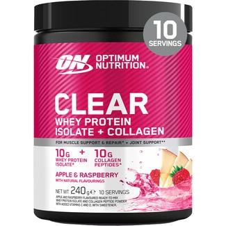 Clear proteina aislada de suero más colágeno sabor manzana y frambuesa en polvo bote 240 g - Optimum Nutrition