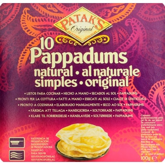 Patak's Pappadums Natural embalagem 100 g
