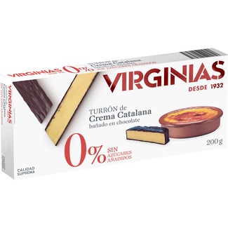 VIRGINIAS 0% turrón de crema catalana sin azúcares añadidos Calidad Suprema tableta 200 g