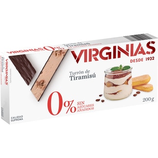 VIRGINIAS 0% turrón de tiramisú sin azúcares añadidos Calidad Suprema tableta 200 g